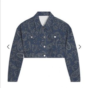 NWT,whoworewhat PAISLEY CROPPED DENIM JEAN JACKET,rigid denim,paisley